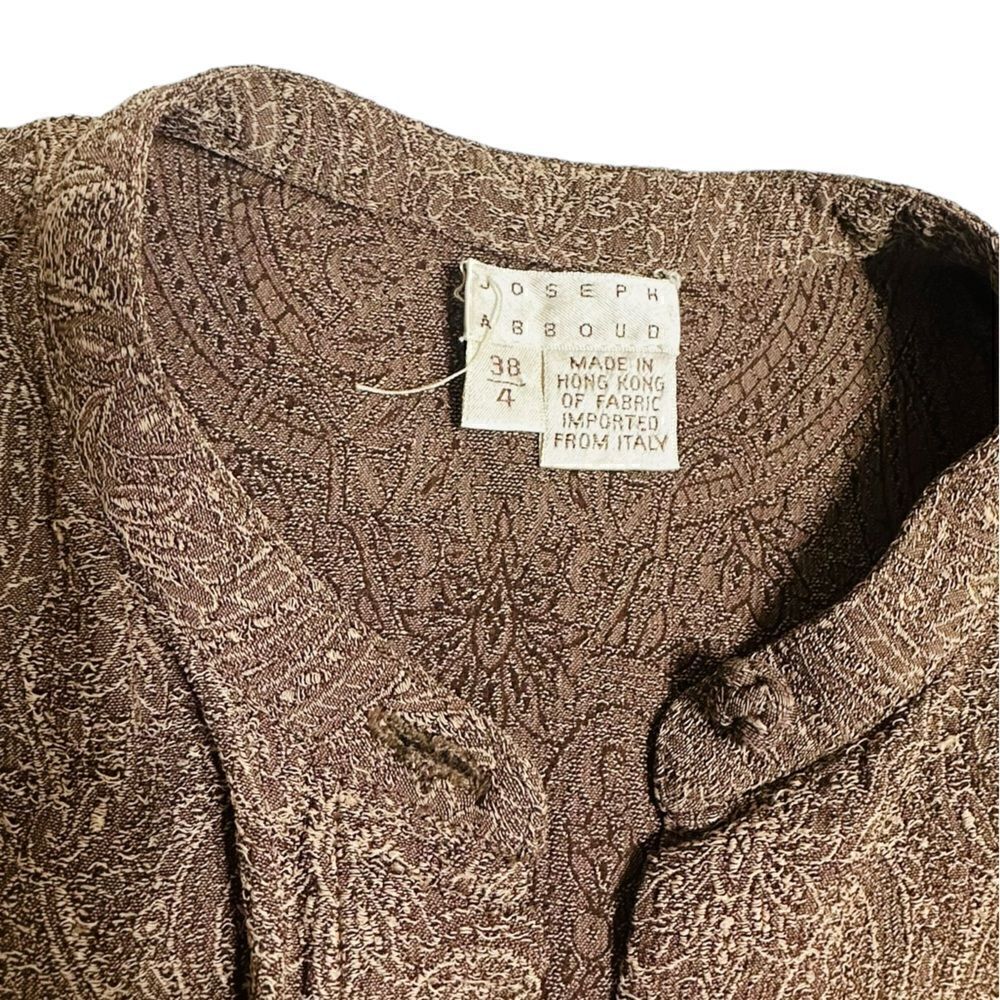 Vintage Joseph Abboud Paisley Taupe band collar long sleeve shirt size 4 - Picture 5 of 10